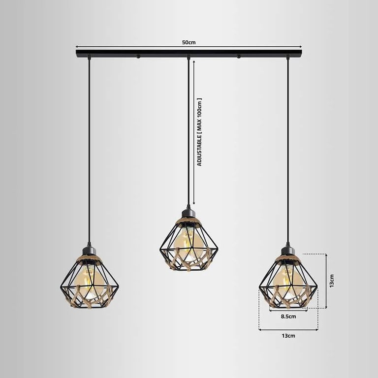 Industrial 3-Light Adjustable Pendant Light Fixture for Bar Restaurant