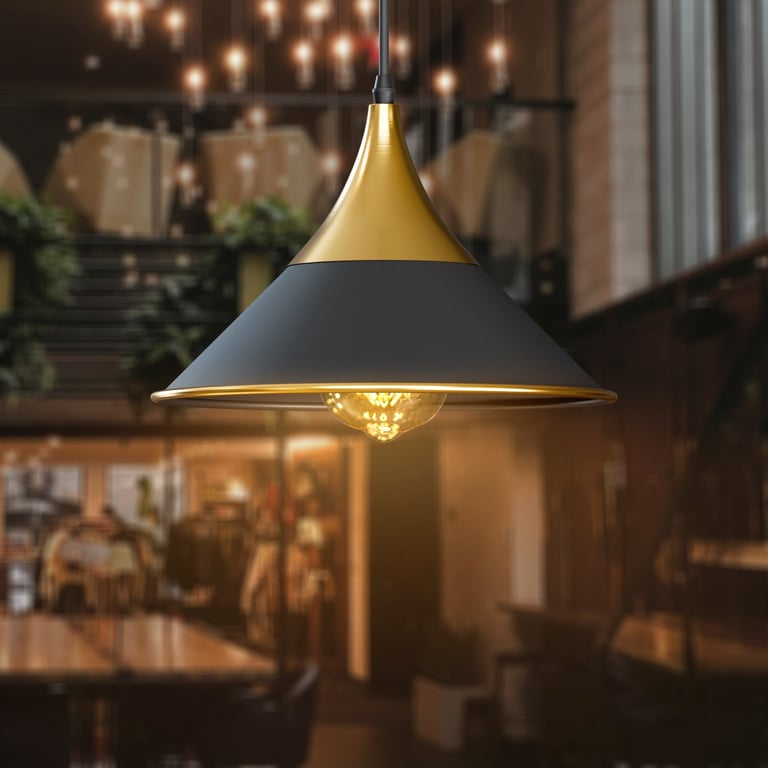 Industrial Metal Pendant Lamp - Vintage Style Ceiling Light Fixture for Kitchen, Bar & Bedroom