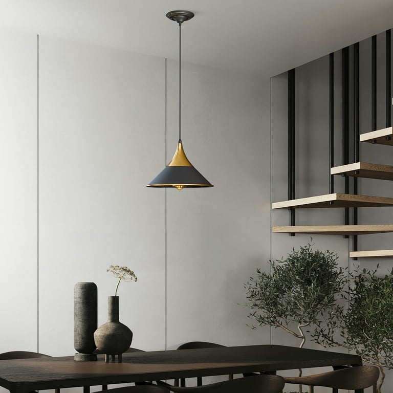 Industrial Metal Pendant Lamp - Vintage Style Ceiling Light Fixture for Kitchen, Bar & Bedroom