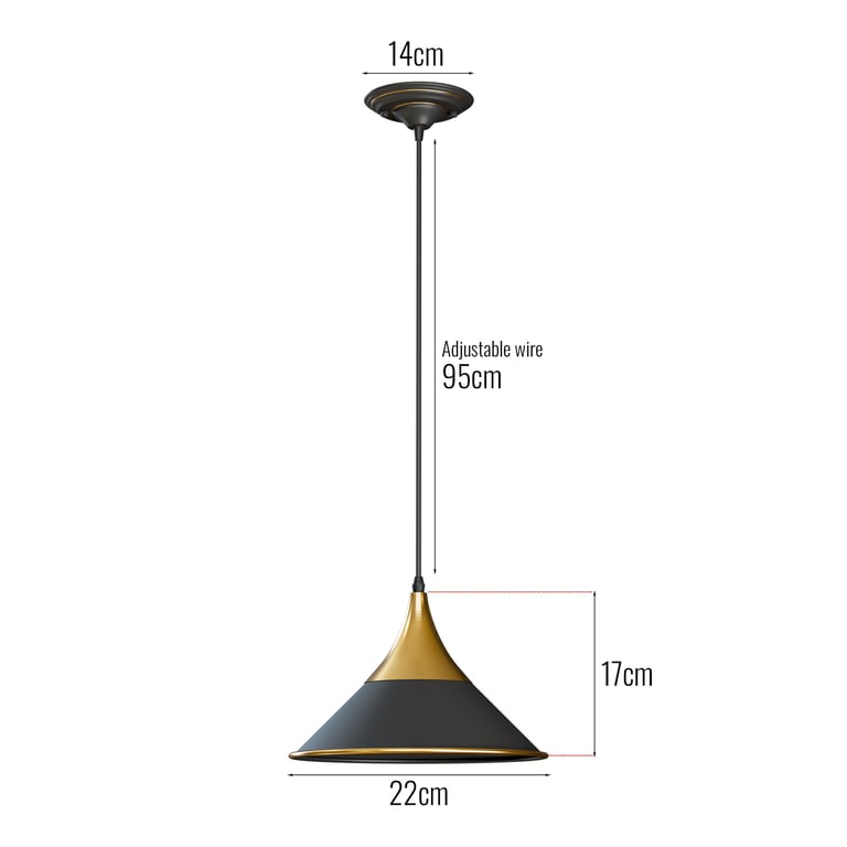 Industrial Metal Pendant Lamp - Vintage Style Ceiling Light Fixture for Kitchen, Bar & Bedroom