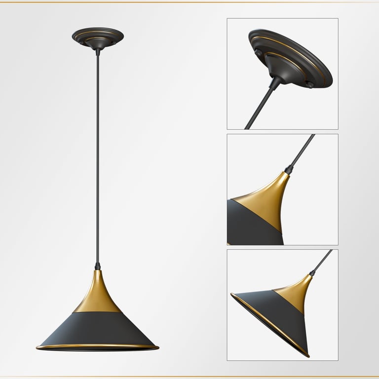 Industrial Metal Pendant Lamp - Vintage Style Ceiling Light Fixture for Kitchen, Bar & Bedroom