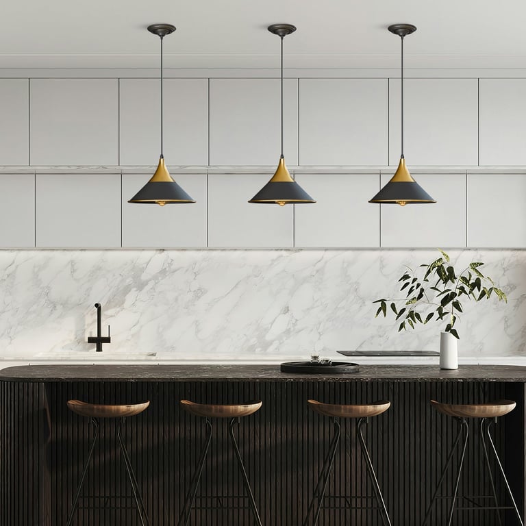 Industrial Metal Pendant Lamp - Vintage Style Ceiling Light Fixture for Kitchen, Bar & Bedroom