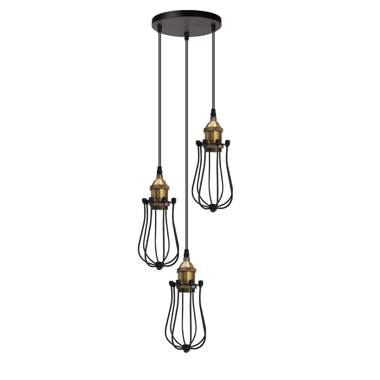 Industrial Light Bulb Cages & Cluster Ceiling Lights - Adjustable Dimmable Pendant Lighting Set