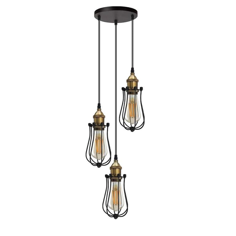 Industrial Light Bulb Cages & Cluster Ceiling Lights - Adjustable Dimmable Pendant Lighting Set
