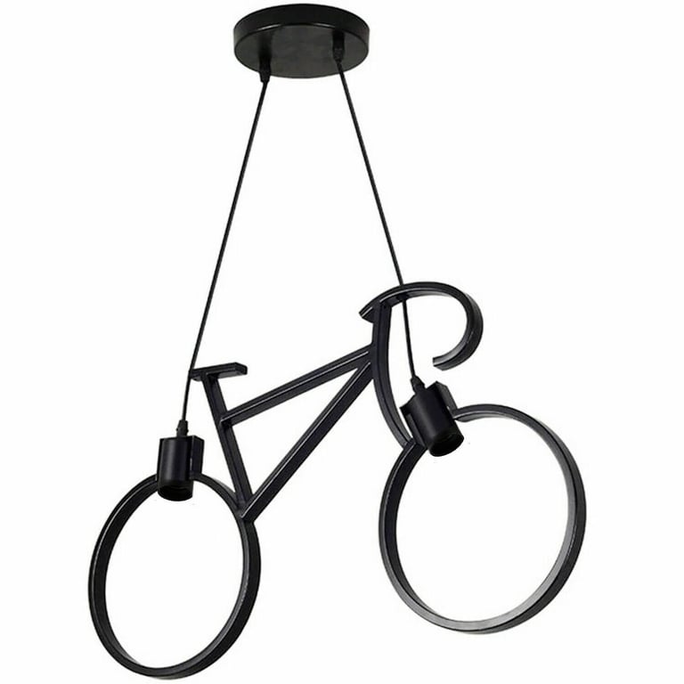 Retro Bicycle Light Shade - Industrial Style Ceiling Pendant Lampshade with Black Iron Finish, 110-250V Voltage