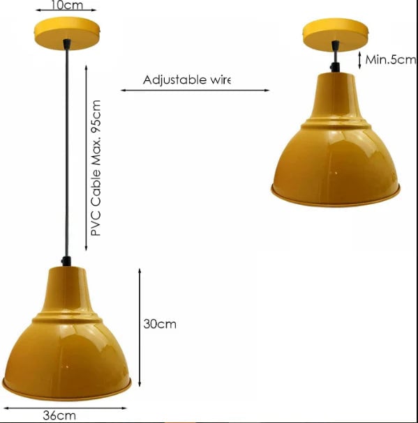 Vintage Industrial Ceiling Light - Retro Loft Style Metal Barn Pendant Lamp Fixture