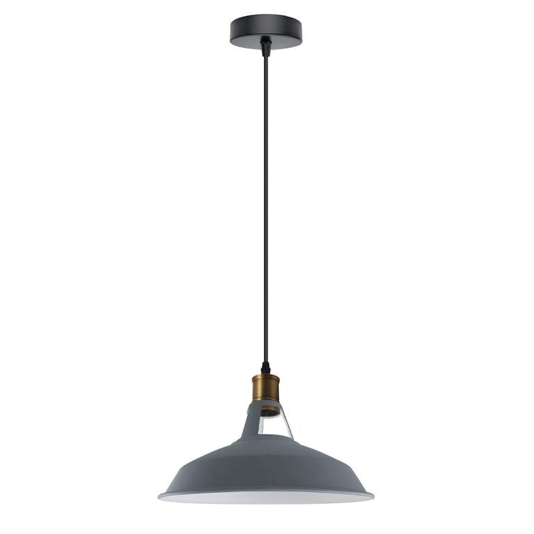 Modern Industrial Retro-Style Grey Metal Ceiling Pendant Light - E27 Holder, Dimmable, 10-15 sqm Coverage