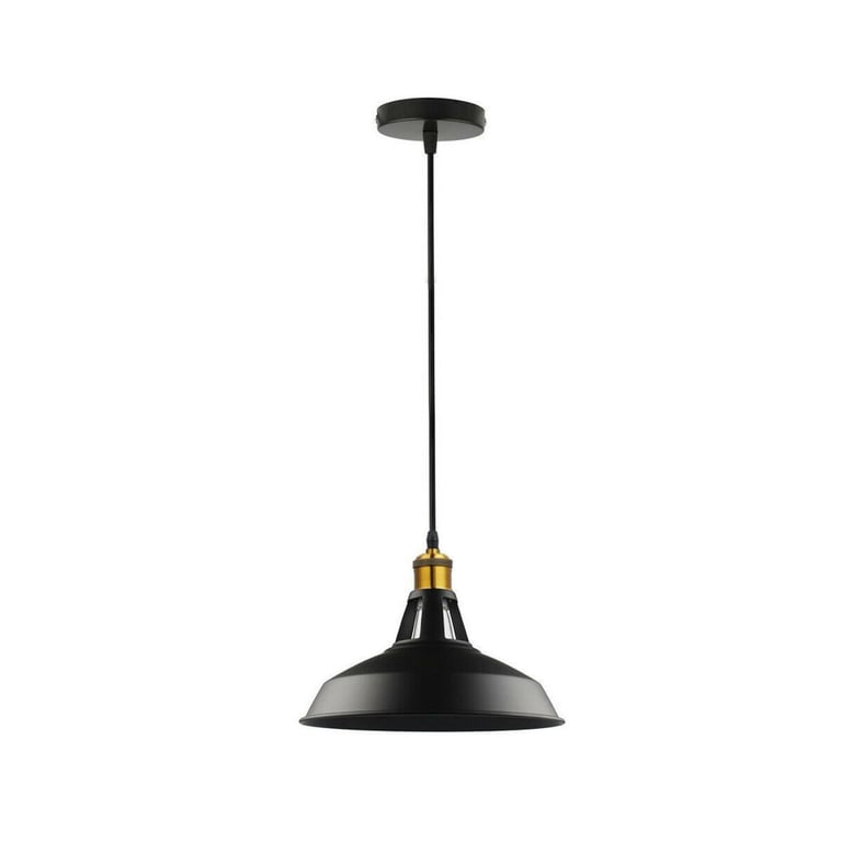 Modern Black Metal Ceiling Pendant Lightshade - Industrial Retro Style with FREE Bulb