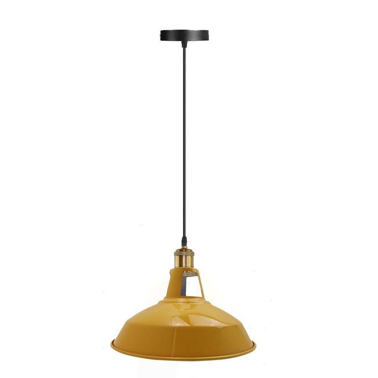 Modern Yellow Metal Pendant Light - Industrial Retro Style Ceiling Shade, E27 Bulb Compatible