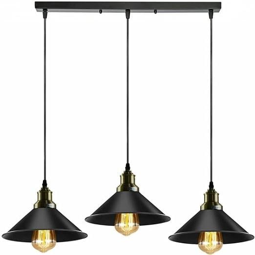 Industrial 3-Light Hanging Pendant Light with Adjustable Length and E27 Bulb Base