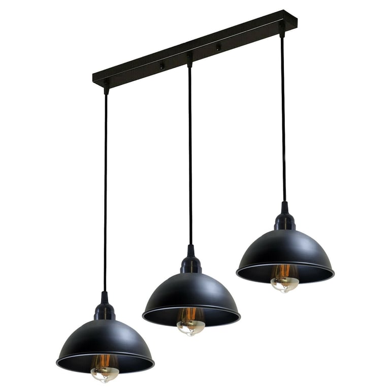 Black Dome Pendant Light - Modern Industrial Kitchen Lighting Solution