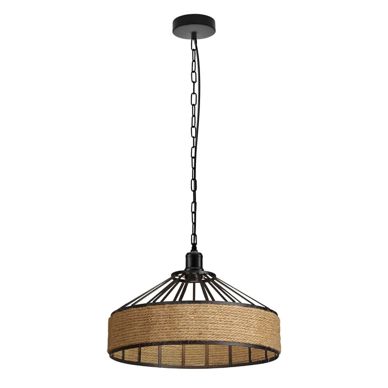 Living Room Large Rope Pendant Light with Adjustable Height and Vintage Design