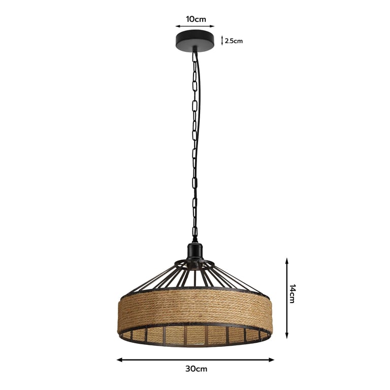 Living Room Large Rope Pendant Light with Adjustable Height and Vintage Design