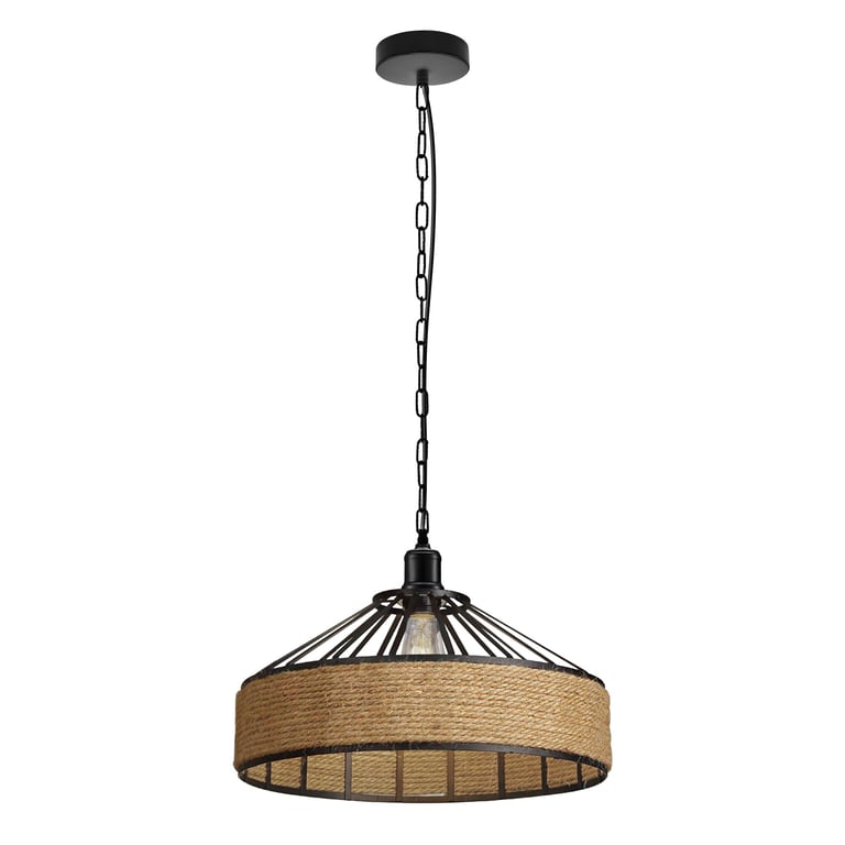 Living Room Large Rope Pendant Light with Adjustable Height and Vintage Design