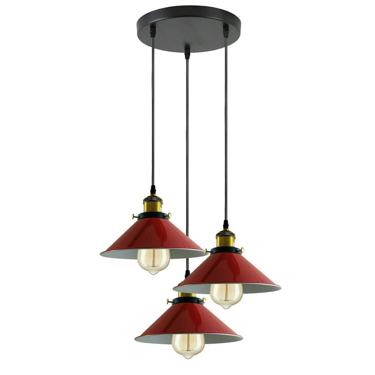 Industrial 3 Head Metal Cone Shade Dimmable Pendant Light