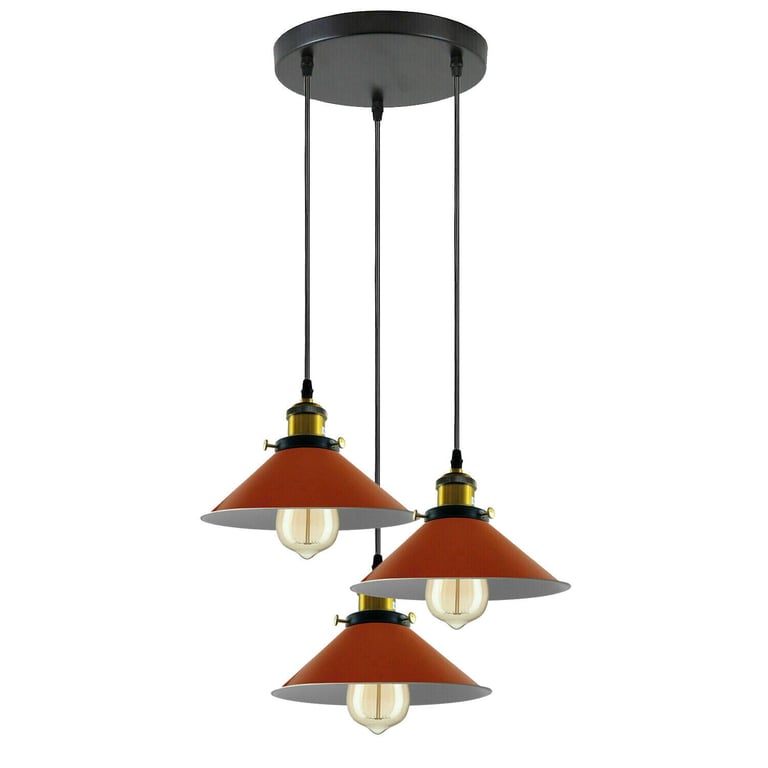 Industrial 3 Head Metal Cone Shade Dimmable Vintage Pendant Light