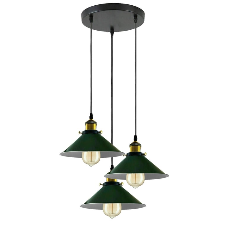 Industrial 3 Head Metal Cone Shade Dimmable Retro Pendant Light