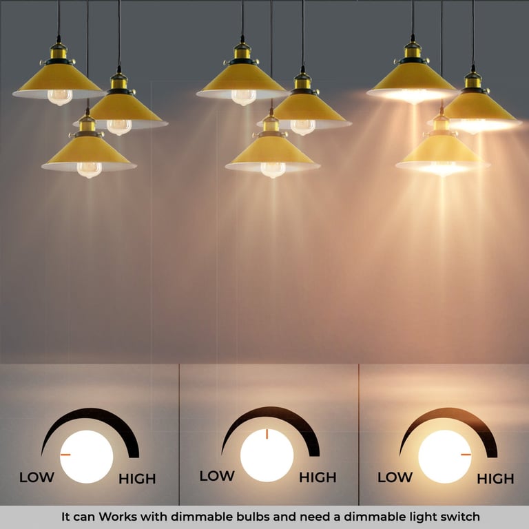 Industrial 3 Head Metal Cone Shade Dimmable Pendant Light - Vintage Style Design