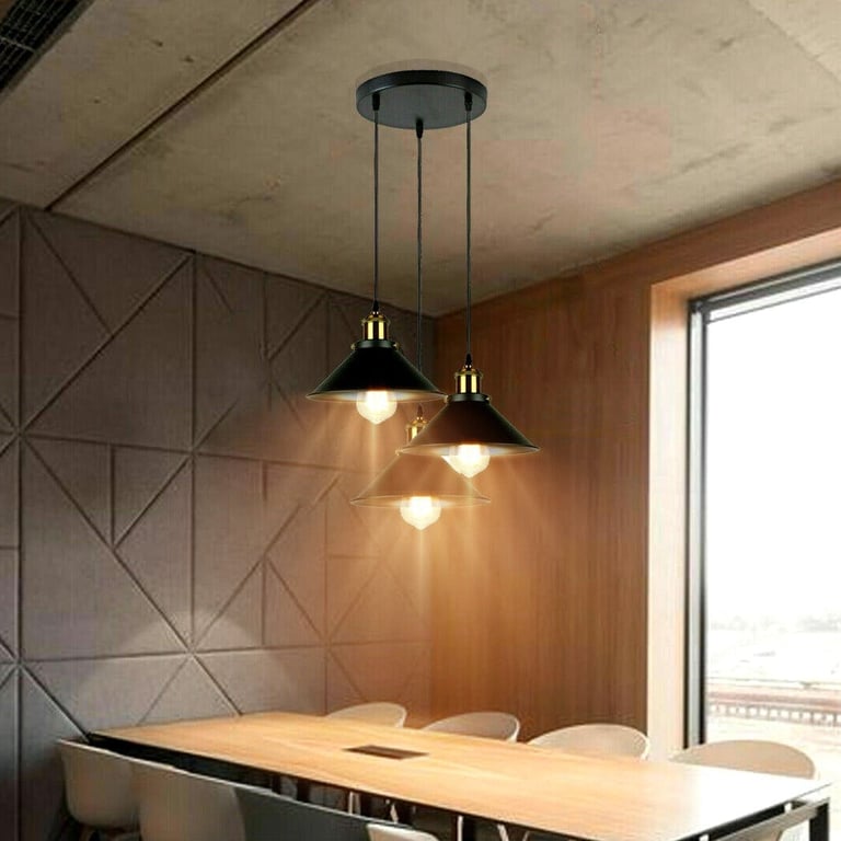 Industrial 3 Head Metal Cone Shade Dimmable Pendant Light - Vintage Style Design