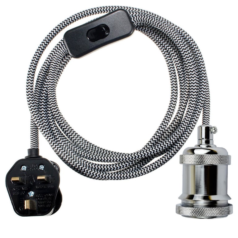 Burgundy 2m Fabric Flex Cable E27 Holder Pendant Light Set