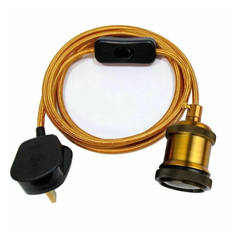 Burgundy 2m Fabric Flex Cable Plug-In Pendant Lamp Light Set With E27 Holder