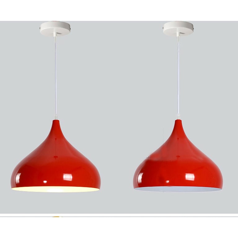 Vintage Industrial Metal Ceiling Red Hanging Pendant Shade - Retro Lighting Fixture for Kitchen and Living Rooms
