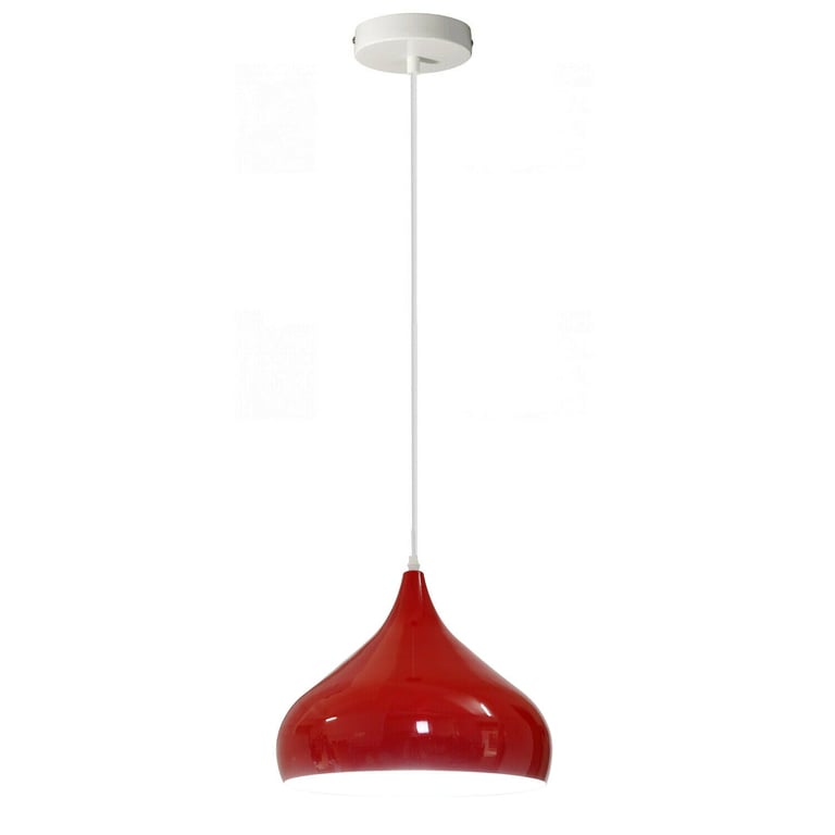 Vintage Industrial Metal Ceiling Red Hanging Pendant Shade - Retro Lighting Fixture for Kitchen and Living Rooms