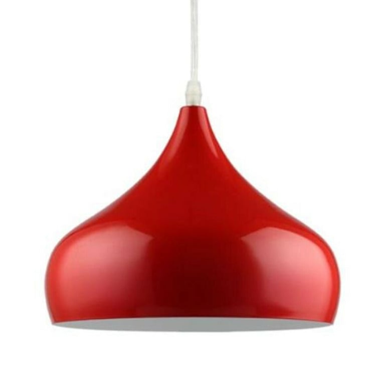 Vintage Industrial Metal Ceiling Red Hanging Pendant Shade - Retro Lighting Fixture for Kitchen and Living Rooms