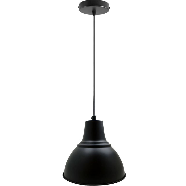 Modern Vintage Style Black Metal Pendant Lamp with Antique Finish and E27 Base