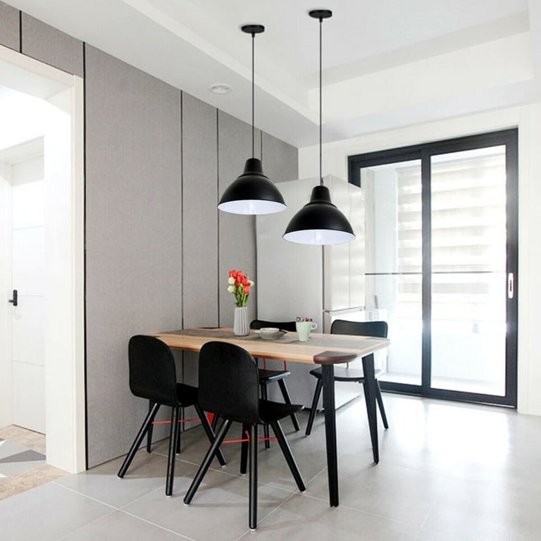 Modern Vintage Style Black Metal Pendant Lamp with Antique Finish and E27 Base