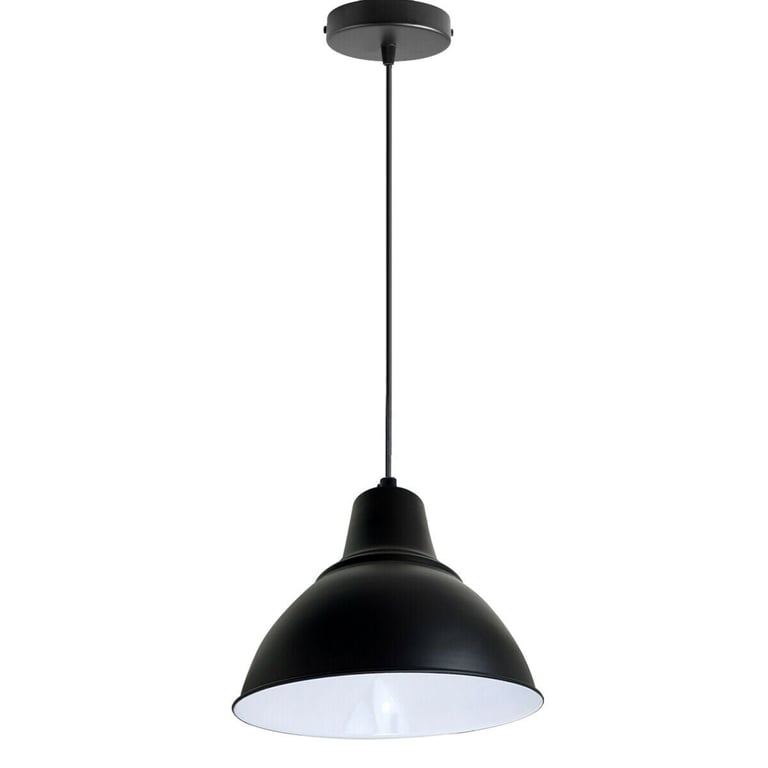 Modern Vintage Style Black Metal Pendant Lamp with Antique Finish and E27 Base