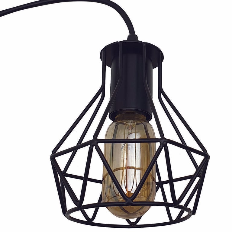 Modern Black Metal Cage Pendant Light - Industrial Home Decor E27 Lamp Base