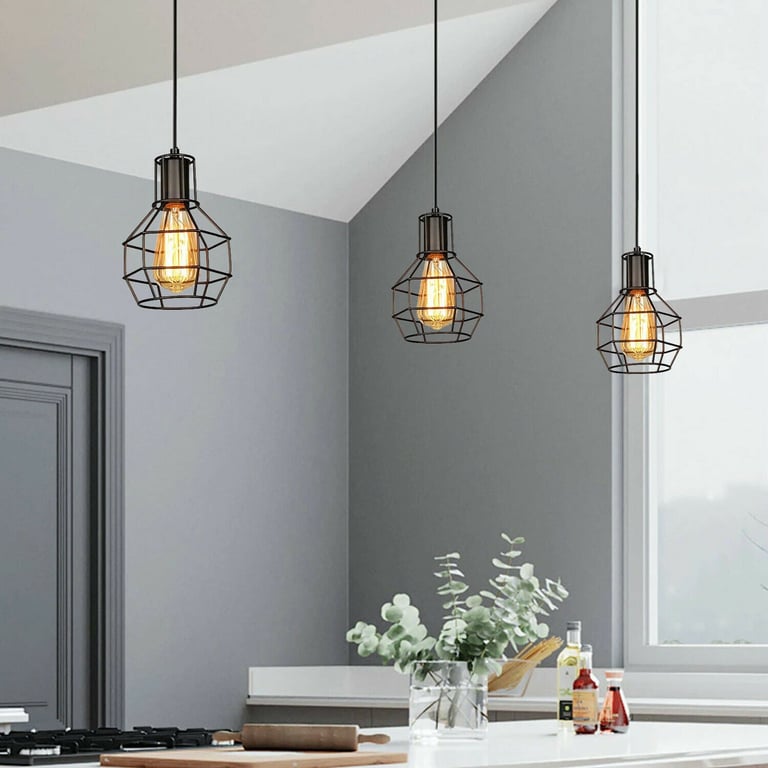 Metal Industrial Wire Cage Pendant Light - Rustic Elegance Home Decor Lighting