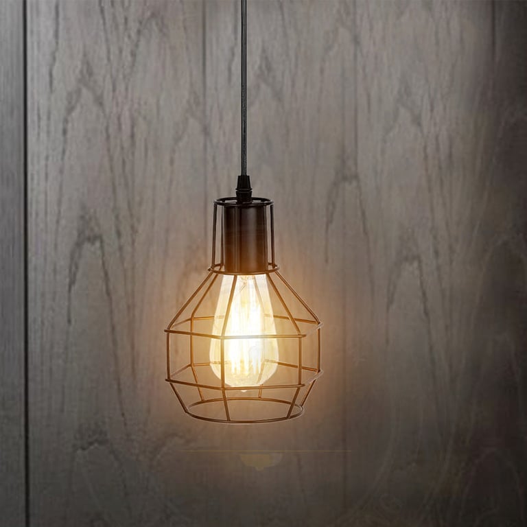 Metal Industrial Wire Cage Pendant Light - Rustic Elegance for Your Home Decoration