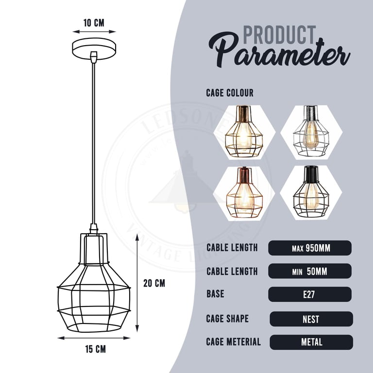 Metal Industrial Wire Cage Pendant Light - Rustic Elegance for Your Home Decoration