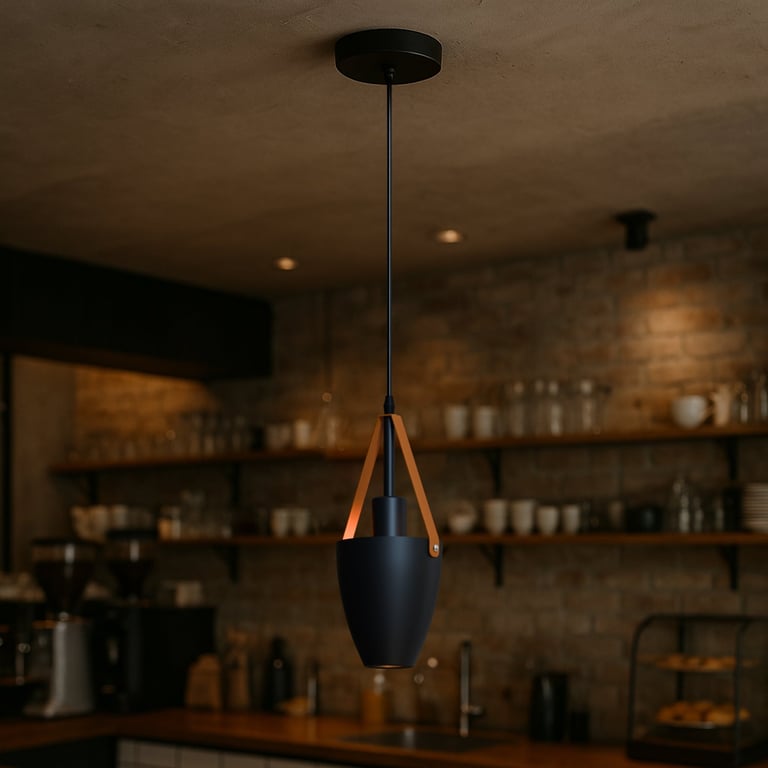 Industrial Pendant Light - Adjustable Metal Shade E27 Bulb Compatible Downlight Fixture