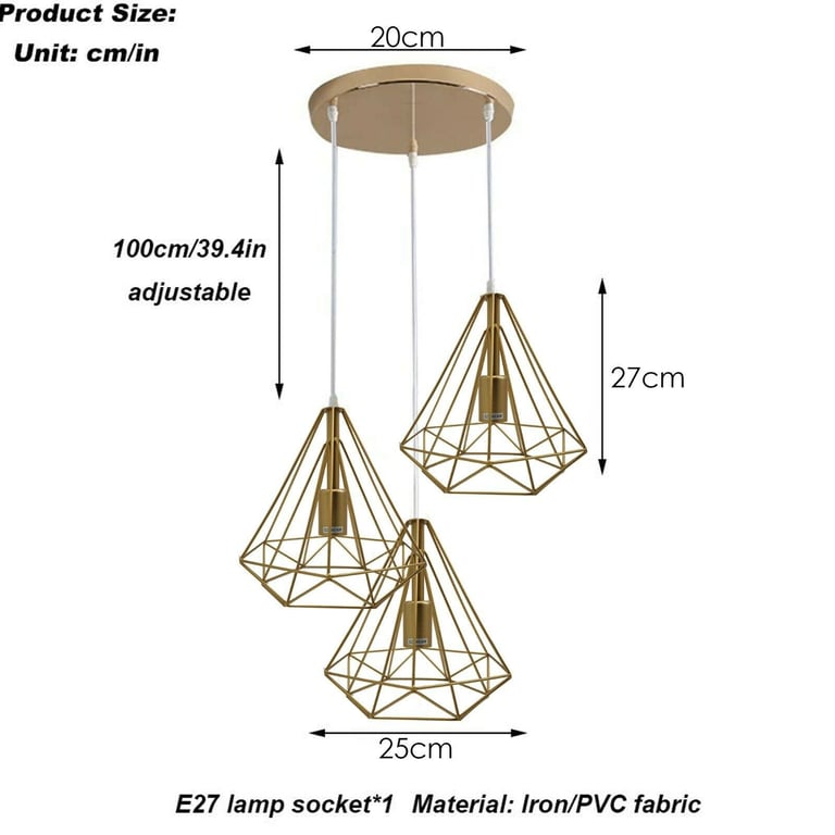 Modern Vintage Industrial Retro Loft 3 Head Ceiling Pendant Lamp Shade - Warm Atmosphere Lighting Solution