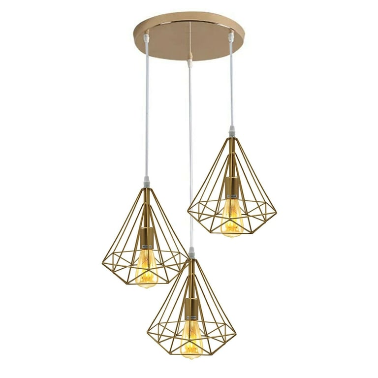 Modern Vintage Industrial Retro Loft 3 Head Ceiling Pendant Lamp Shade - Warm Atmosphere Lighting Solution