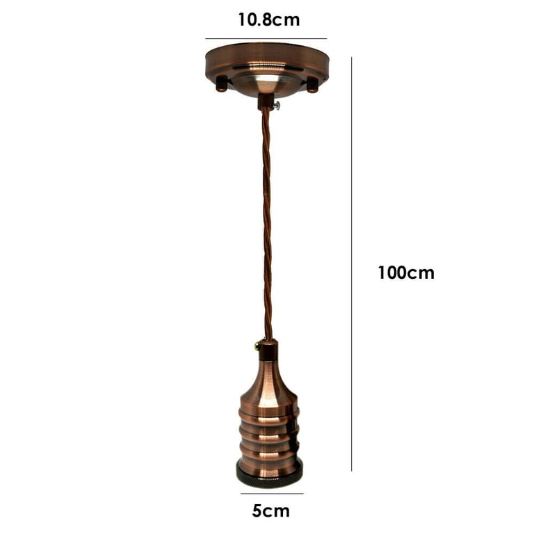 E27 Vintage Industrial Pendant Lamp Holder with FREE Bulb Fabric Light Fitting Ceiling Rose