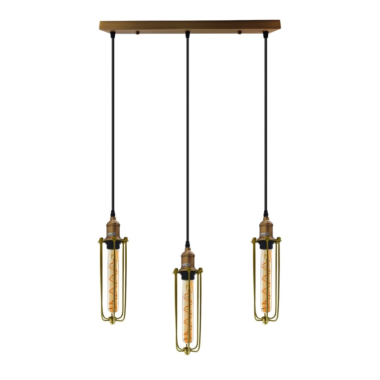 Industrial Style Iron Wire Cage 3-Head Pendant Light Fixture