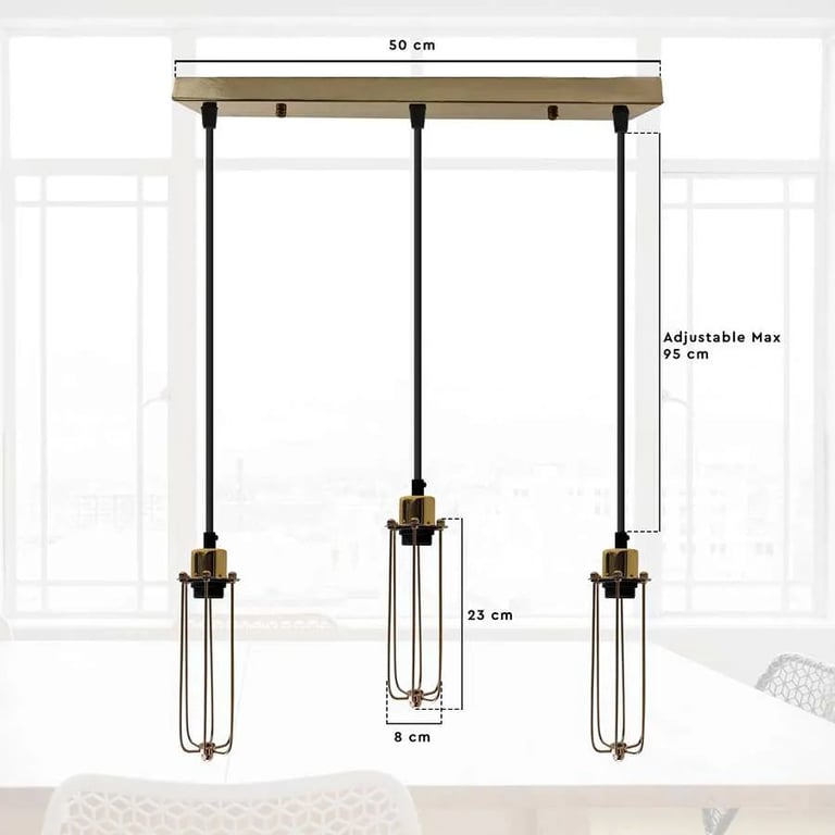 Industrial Vintage Cage Pendant Light - Adjustable 3 Head Long Tube Cluster Fixture