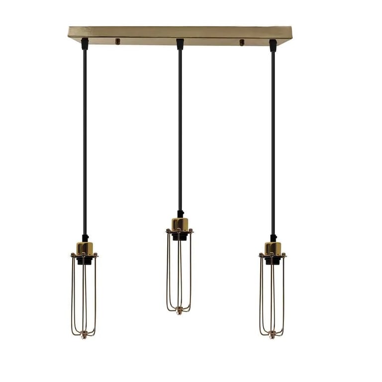 Industrial Vintage Cage Pendant Light - Adjustable 3 Head Long Tube Cluster Fixture