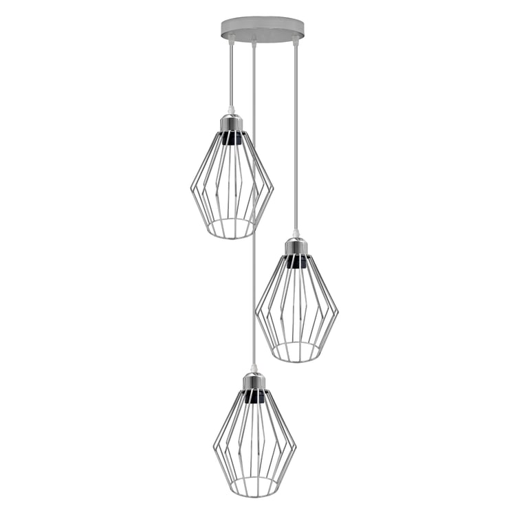 Industrial Style 3-Light Cluster Pendant Light Black Cage Lighting Fixture with Adjustable Cord and Dimmable Design