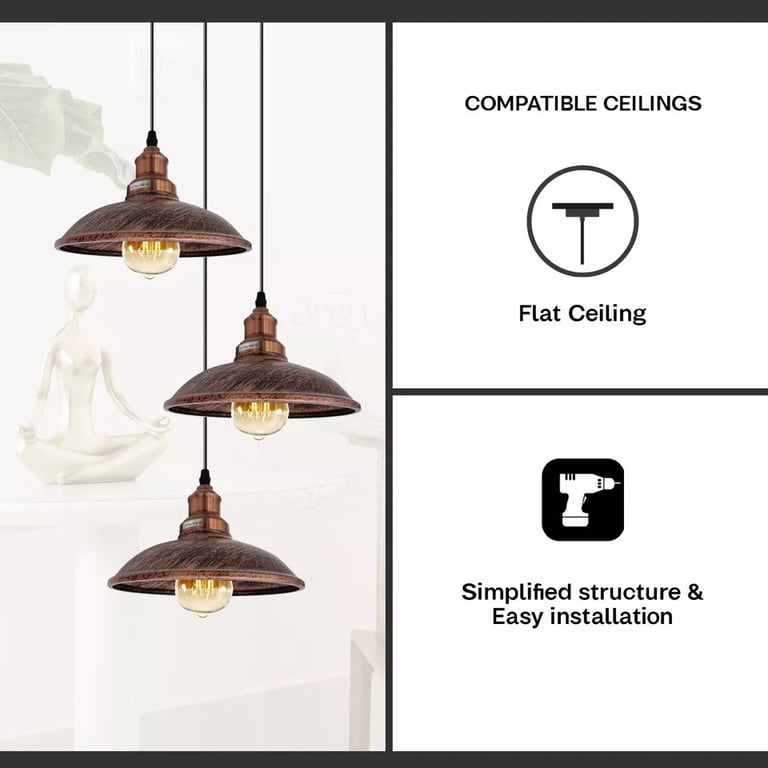 Retro Classic Ceiling Cluster Pendant Light Dome for Living Room Decoration