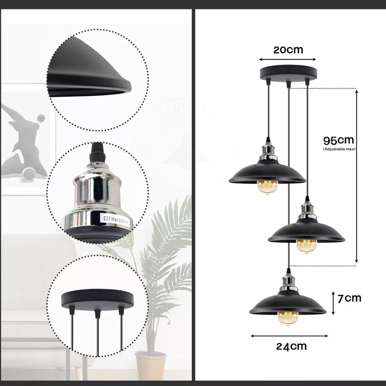 Retro Classic Ceiling Cluster Pendant Light Dome for Living Room Decoration
