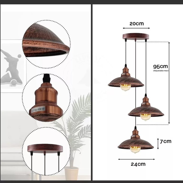Retro Classic Ceiling Cluster Pendant Light Dome for Living Room Decoration