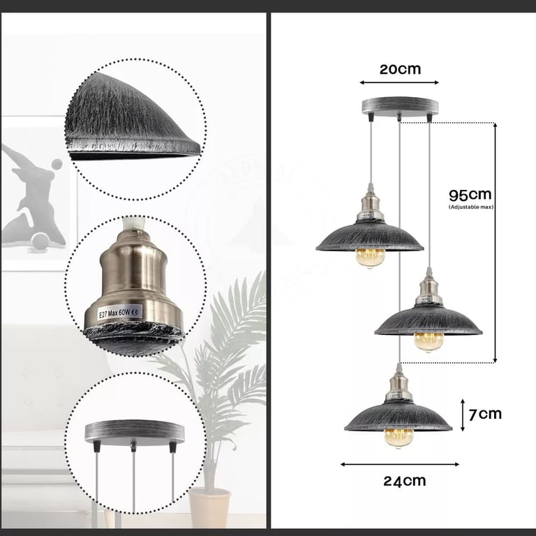 Retro Classic Ceiling Cluster Pendant Light Dome for Living Room Decoration