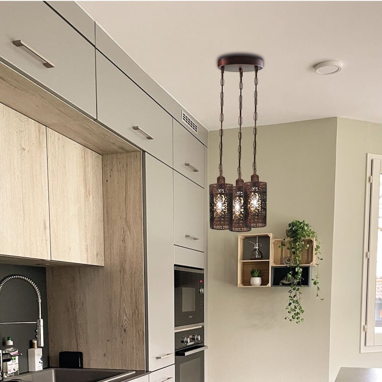 Retro Barrel Cage 3 Way Pendant Light - Modern Dimmable Ceiling Fixture