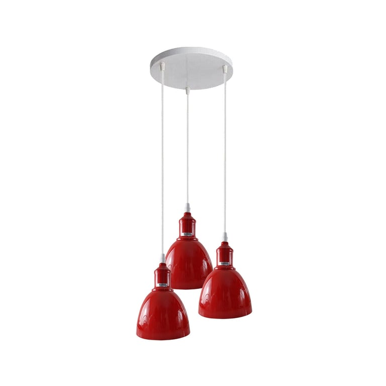 Red 3-Shade Dimmable Modern Ceiling Pendant Light E27 Lamp Base