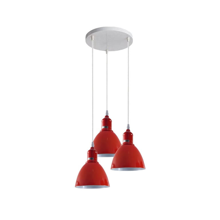Red 3-Shade Dimmable Modern Ceiling Pendant Light E27 Lamp Base